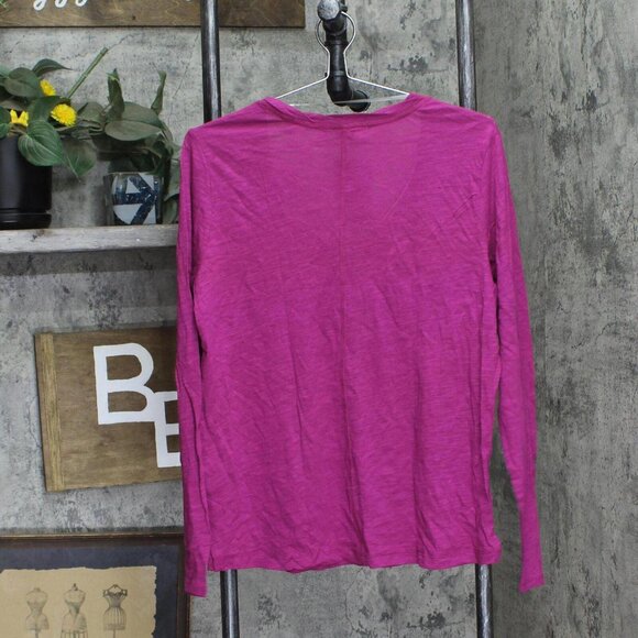 NWT Sanctuary Dylan Scoop Neck Long Sleeve T-Shirt Tee L Magenta Rose Pink - Picture 3 of 5